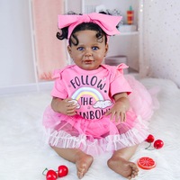 Poupée Reborn de 60 cm, poupée bébé noire africaine réaliste, poupée nouveau-né, jouet cadeau pour enfants