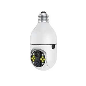 4MP室内无线摄像机10xzoom E27灯泡插座红色蓝色灯联动警报PTZ IP安全摄像机