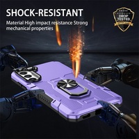Coque de téléphone antichoc en TPU+PC avec design armure magnétique et décoration moulée pour S22/S23/S21FE, protection d'objectif caméra en forme d'œil, couleur violette