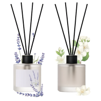 Diffuseur de parfum d'ambiance Lavande et Jasmin Soul Scents 100ml avec 10 bâtonnets en rotin, sans toxines, anti-stress, longue durée, pack de 2