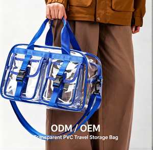 Customized Fashion Transparent PVC <b>Medium</b> Multi Layer Travel Storage <b>Bag</b> - Product Image 1