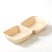 Vente directe d'usine, bols et assiettes en papier carrés écologiques et biodégradables pour un usage domestique, dîner, burger, emballage à emporter
