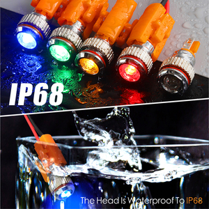 LANBOO 8mm kısa su geçirmez IP68 Metal gösterge ışığı 5-24V 220V yüksek parlaklık kablolu Terminal Pilot lamba kırmızı yeşil LED - Product Image 3