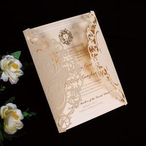High Quality Embossed Laser Cut Wedding <strong>Card</strong> Three Layers Invitations with Detail <strong>RSVP</strong> <strong>Cards</strong> and Envelopes - Product Image 4