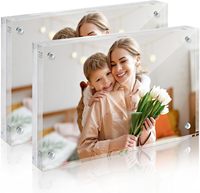 Cadres photo en acrylique 4x6, double face, magnétiques, transparents, 1 paquet |   Support de présentation minimaliste en lucite pour bureau/plateau de table, horizontal/vertical