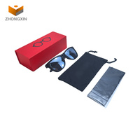 Boîte d'emballage de lunettes de soleil cadeau rouge fermée avec aimant pliant en papier rigide avec logo personnalisé avec serrure magnétique