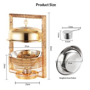 TIANXING - Recipiente <span class=keywords><strong>para</strong></span> Calentar Comida de Acero Inoxidable Dorado, con Calentamiento por Alcohol, 8.0L, con Tapa Colgante, <span class=keywords><strong>para</strong></span> Uso en Hoteles y Restaurantes - Product Image 2