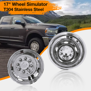 Simuladores de rueda doble de acero inoxidable de <span class=keywords><strong>17</strong></span> ", perno en la cubierta de la rueda con <span class=keywords><strong>tapacubos</strong></span> centrales extraíbles para 03-21Dodge Ram 3500 - Product Image 2