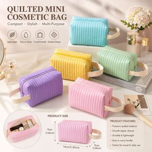 PU <b>Quilted</b> Cosmetic <b>Bag</b> Travel <b>Makeup</b> <b>Bag</b> Waterproof Toiletry Organizer Zipper Pouch Custom Logo OEM ODM Wholesale - Product Image 2