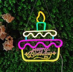 Enseigne au néon multicolore personnalisée Happy Birthday Décoration d'intérieur à piles avec lumières acryliques LED pour les fêtes <span class=keywords><strong>de</strong></span> Noël - Product Image 3