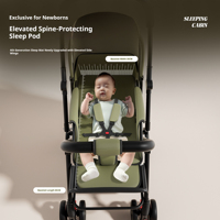 Poussette Bébé Multifonction 3-en-1 Légère et Portable en Lin pour Nouveau-nés et Tout-petits, Capacité de Charge 20KG, Position Assise-Allongée