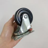 Roda Caster Putar Karet Hitam Kecil 50mm OEM dengan Perangkat Pelindung Berulir, Grosir Pabrik