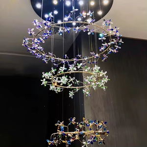 Luces interiores directas de fábrica, proyecto interior personalizado profesional, candelabro de flores de cristal colorido - Product Image 2