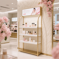 Soporte de exhibición de cosméticos montado en la pared minimalista moderno ahorro de espacio pequeño organizador de maquillaje solución de torre de exhibición de cuidado de la piel