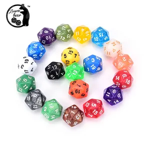D20 Numbers DND Dice Solid Color Transparent Pearl Pattern Polyhedral Dice Games RPG Dice