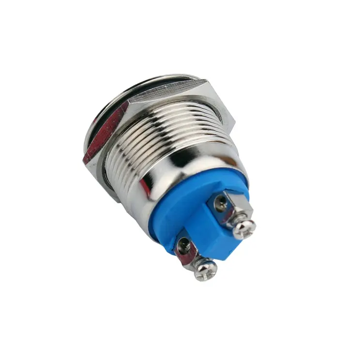 Waterproof IP65 250V High Round Head Normally Open 2 Screw Terminals Latching Push Button With 19mm Metal Switch