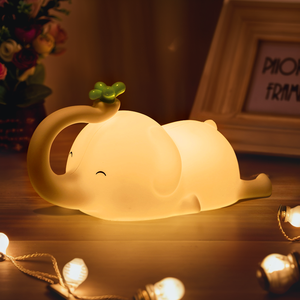 Kids LED Night <b>Light</b> Elephant-Shaped Soft Silicone Warm White Touch-Powered Baby <b>Sleeping</b> Lamp with Eye Protection Home Use Gift - Product Image 1