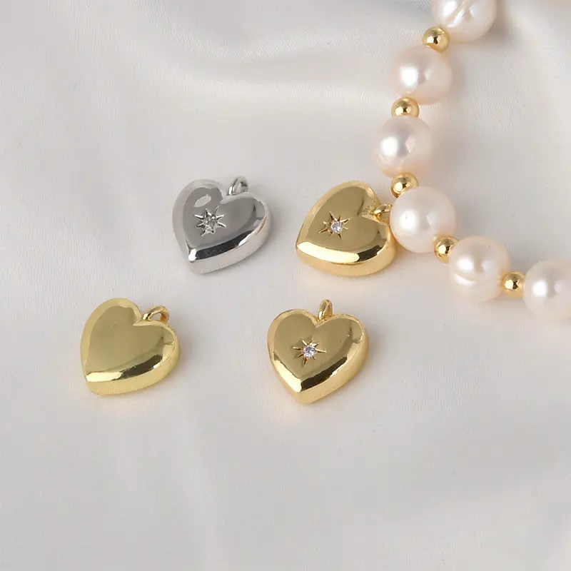 Pendentif en forme de cœur rempli d'or 14k, accessoires pour la fabrication de bijoux, breloques, lune, étoile, vente en gros, pièces