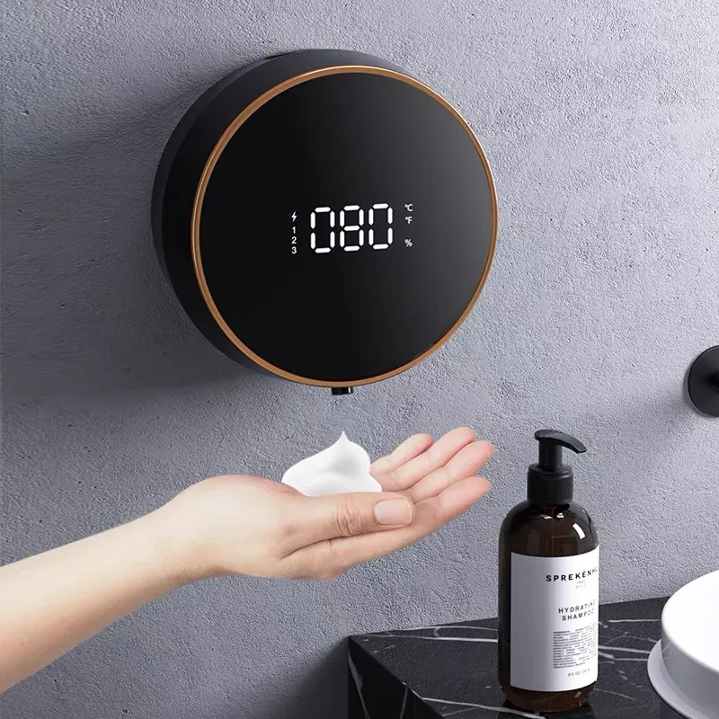 Zhiya Round Wall Mounted Automatic Foam Sensor Auto Soap Dispenser With Mini Touchless Led Display