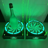 Présentoir de Bouteille de Champagne Lumineux LED Vert Sans Fil Rechargeable Sur Mesure, Glorificateur de Bouteille de Vin, Support de Vodka Illuminé