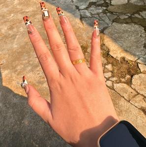 <span class=keywords><strong>Ongles</strong></span> press-on faits main, strass de qualité supérieure, motif léopard scintillant, style français, amovibles et réutilisables - Product Image 5