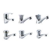 Robinet de lavabo monocommande eau froide chromé à poignée diamantée pour projets et usage domestique
