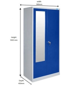Hot Sale Factory Customized <b>Metal</b> 2 Door Clothes Storage <b>Locker</b> Wardrobe 2 Door Clothing Storage with Mirror - Product Image 5