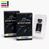Boîte d'emballage personnalisée pour flacon de peptide holographique noir avec tiroir et plateau transparent