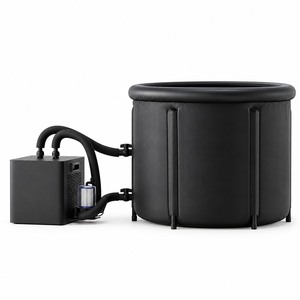 Baignoire de glace et ensemble de refroidisseur carré pour la maison, la salle de sport et les terrasses, avec mur noir de support et couvercle à boucles séparé - Product Image 3