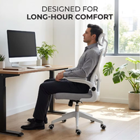 Chaise de bureau ergonomique moderne en maille à dossier haut pivotant et réglable avec support lombaire et accoudoirs ajustables
