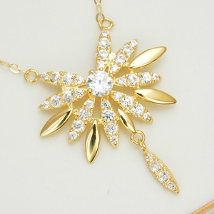 Custom 18K 14K 10K 9K <span class=keywords><strong>oro</strong></span> puro piccola collana <span class=keywords><strong>con</strong></span> ciondolo strass Hexawn stella catena per matrimoni - Product Image 2