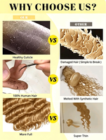 12A P4/27 Tresses brésiliennes vierges humaines, Tresses bohèmes sans nœuds, 5 paquets, 16 pouces, 160g, Extensions Deep Wave en vrac