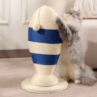 Nuevo estilo: Rascador para gatos de sisal con forma de pez y rayas azules, duradero, completamente envuelto en sisal grueso, juguete para afilar garras de gato, OEM disponible