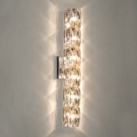 Applique Murale de Luxe Moderne à Trois Couleurs avec Abat-jour en Cristal Chromé pour Chambres d'Hôtel et Chambres à Coucher, Source Lumineuse LED Température de Couleur 3000-6000K