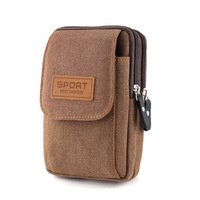Tas Pinggang Pria Outdoor Grosir, Tas Selempang Kanvas untuk Ponsel, Tas Gantung Olahraga, Dompet Outdoor, Dompet Koin, Tas Messenger Mini untuk Pria