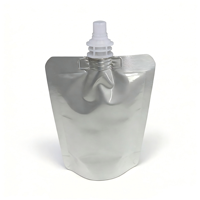 Pochette souple argentée brillante anti-fuite de 50 ml et 100 ml à faible MOQ avec bec verseur de 0,86 cm pour emballages de crèmes et liquides