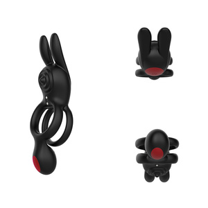 Anillo Vibrador de Doble Aro de 7 Velocidades con Diseño de Conejito y Revestimiento de Silicona para el Placer Íntimo Compartido - Product Image 5