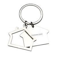 Personalisierter Schlüsselanhänger in Hausform aus Eisen mit Lasergravur und UV-Druck, Zinklegierung, Sublimationsrohling, Schlüsselringe