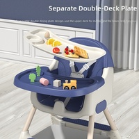 Chaise haute convertible pour bébé avec harnais 5 points et plateau réglable en 3 positions, siège de repas évolutif pour nourrissons et tout-petits