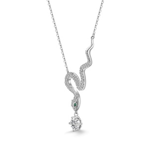 Fine <strong>Boho</strong> Jewelry Dainty Moissanite Snake Pendant <strong>Necklace</strong> for Women 925 Sterling Silver Snake Charm <strong>Necklace</strong> - Product Image 5