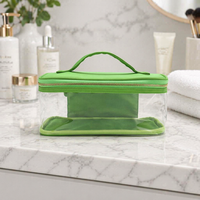 Sac de toilette transparent en PVC pour salle de bain, trousse de maquillage étanche de voyage, pochette cosmétique transparente en PVC avec poignée, sac de rangement transparent pour la plage