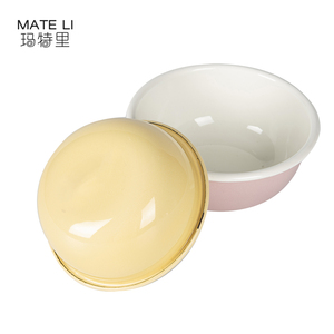 Logotipo personalizado impreso rosa amarillo cocina cuenco fresco promocional 0.45L esmalte cuenco para mezclar con borde enrollado - Product Image 4