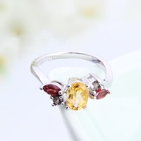 Respecter Offre Spéciale Mode Citrine Quartz Bague Bijoux Pierres Précieuses de Grenat Naturel 925 en Argent Sterling Bagues de fiançailles