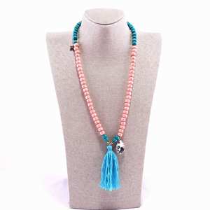 Boho Coloré En Bois Perlé Bijoux Vintage Charme Glands Pendentif Bohème Collier pour Femmes Fille - Product Image 4