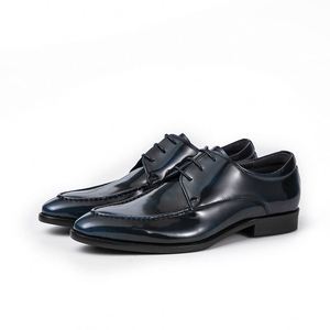 Zapatos de cuero estilo inglés, redondos, marrones, de diseñador, para hombre, con cordones, de cuero genuino de alta calidad, informales. - Product Image 4