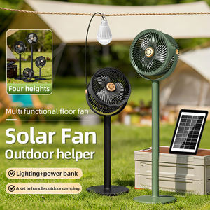 Ventilatore da Terra Solare Elettrico con <span class=keywords><strong>4</strong></span> Altezze e 5 Velocità, Ventilatore Verticale per Circolazione dell'Aria Domestica, Lampadina Ricaricabile - Product Image 1