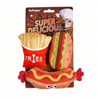 Jouet interactif et durable pour chien : Hamburger, Hot-dog, Taco, Frites – Jouet à mâcher qui couine pour la dentition des chiots et le soulagement du stress