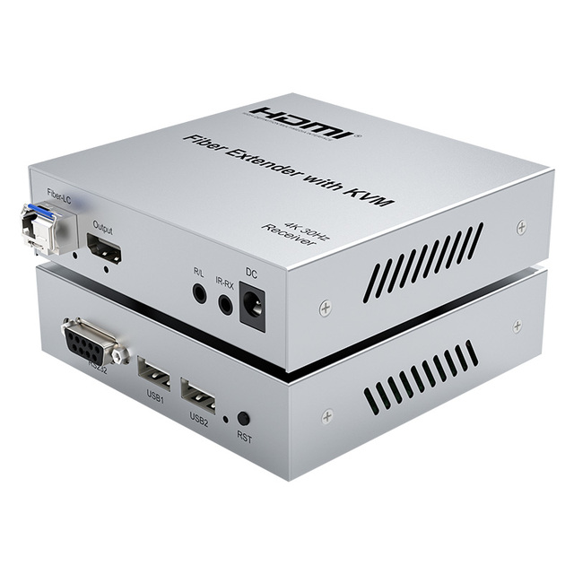 Xput 20KM Fiber Optic HDMI KVM Extender Transmitter Receiver Support 4K30Hz 4 4 4 HDR IR RS232 3 5MM Stereo Audio