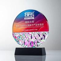Plaque en Cristal Personnalisée Nouveau Design Rainbow Diamond Crystal Glass Awards Plaque Trophy