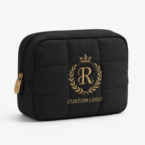 OEM ODM Washable Recyclable Makeup Bag Portable <b>Storage</b> Pouch Waterproof <b>Toiletry</b> Organizer Custom Embroidery Logo Cosmetic Bag - Product Image 3